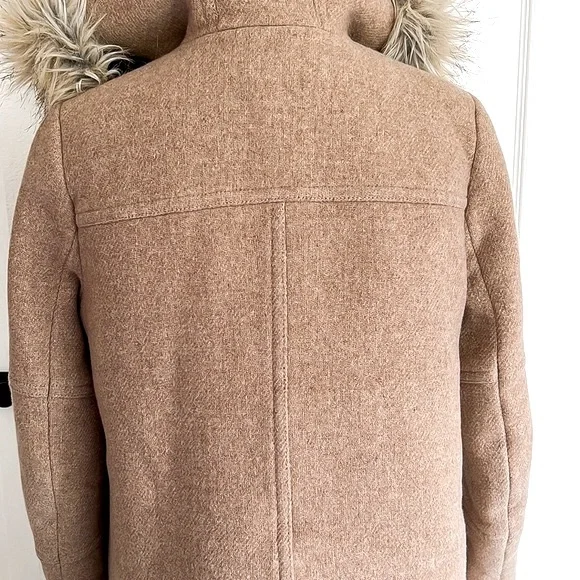 J. Crew Stadium Cloth Tan Wool Coat Jacket Womens Sz 8